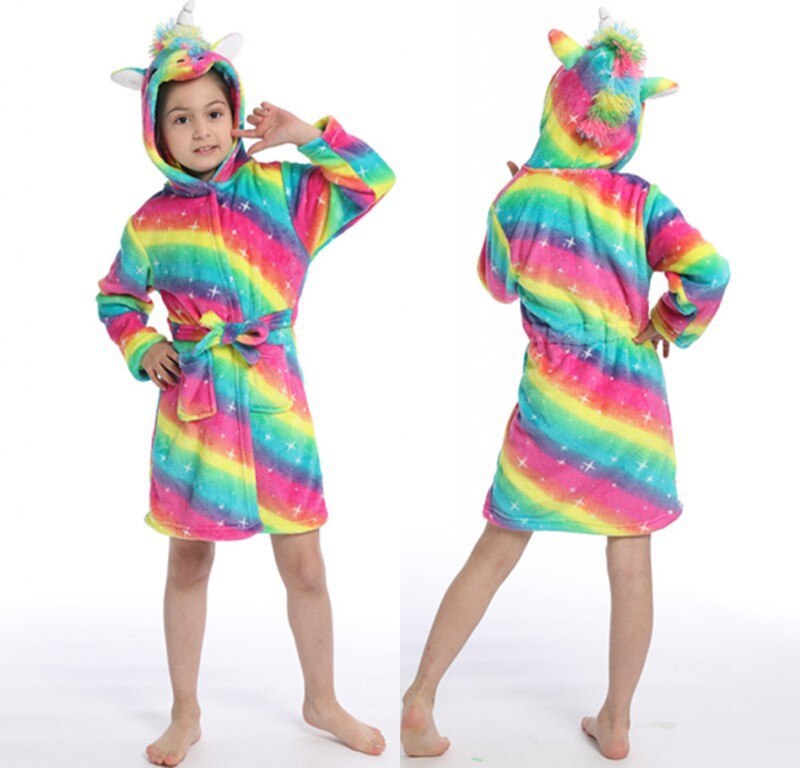 Unicorn Hooded Bathrobe for Kids