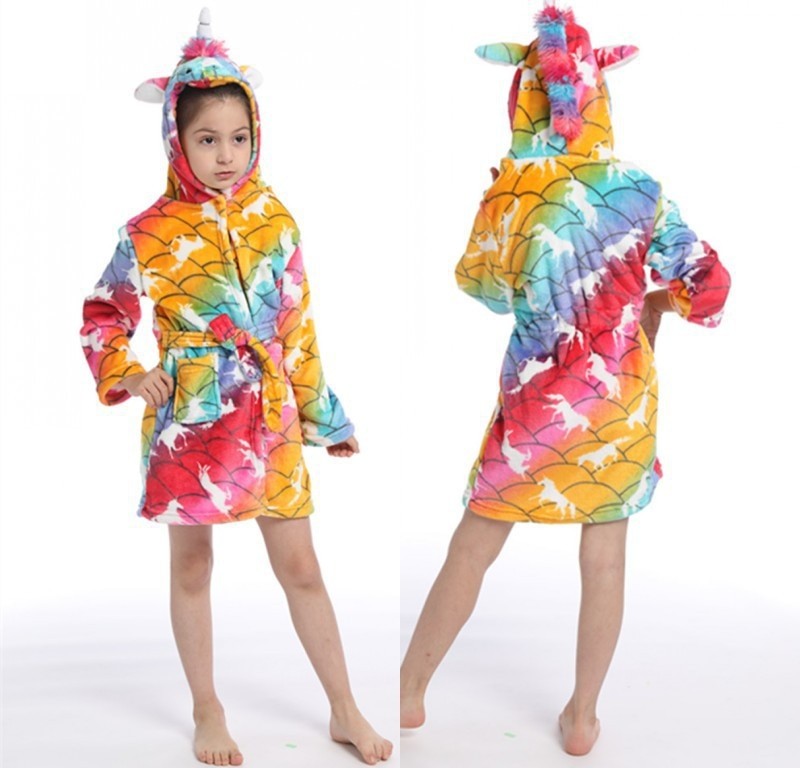 Unicorn Hooded Bathrobe for Kids