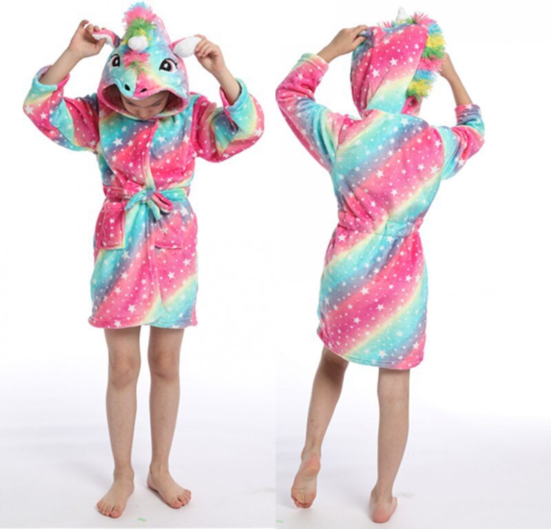 Unicorn Hooded Bathrobe for Kids