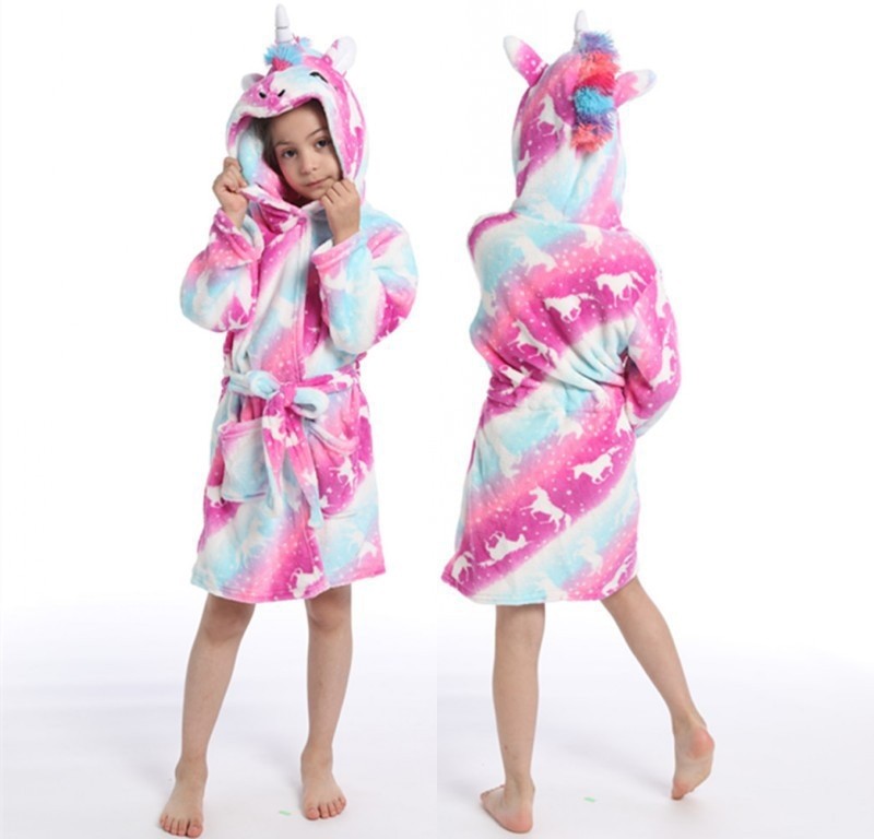 Unicorn Hooded Bathrobe for Kids