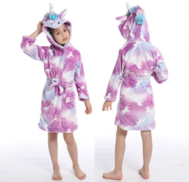 Unicorn Hooded Bathrobe for Kids