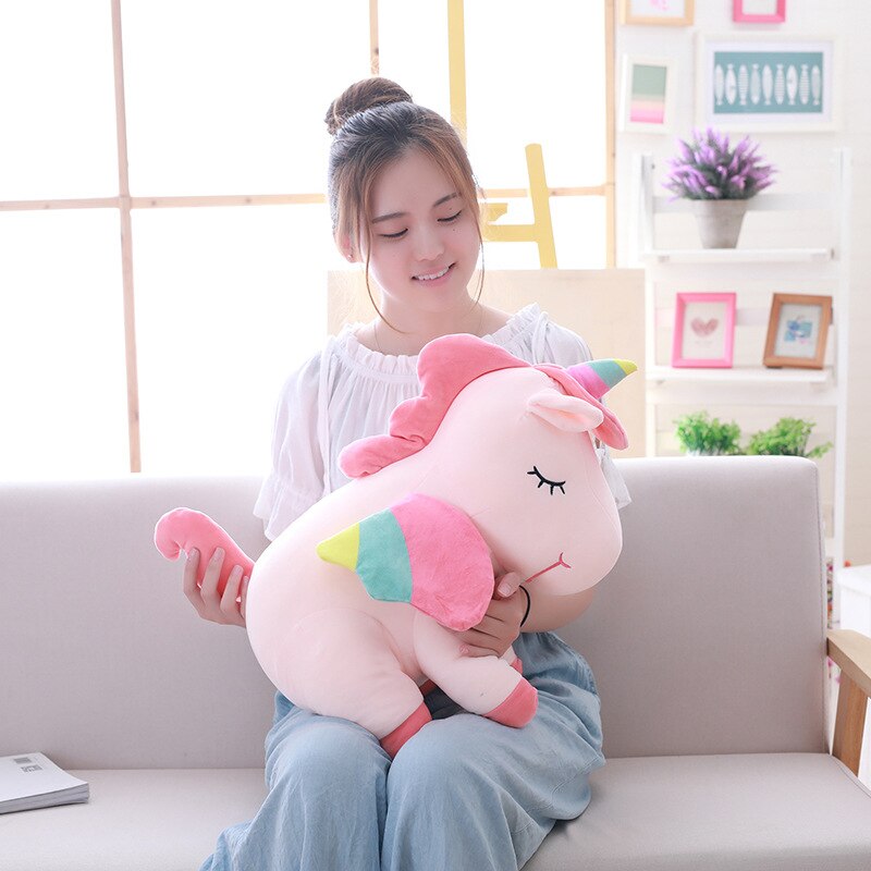 Kid's Cartoon Unicorn Plush Toy with Rainbow Wings