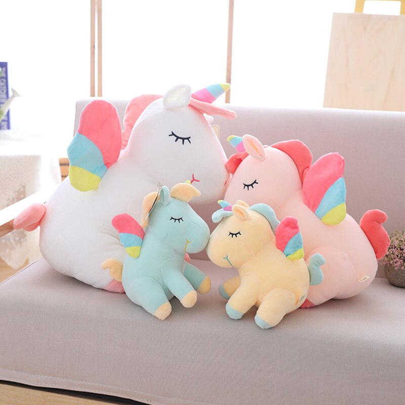 Kid's Cartoon Unicorn Plush Toy with Rainbow Wings