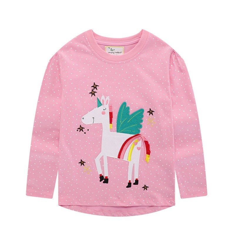 Unicorn Patterned Girl's 100% Cotton Long Sleeve Shirt