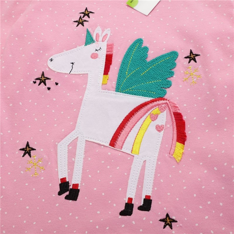 Unicorn Patterned Girl's 100% Cotton Long Sleeve Shirt