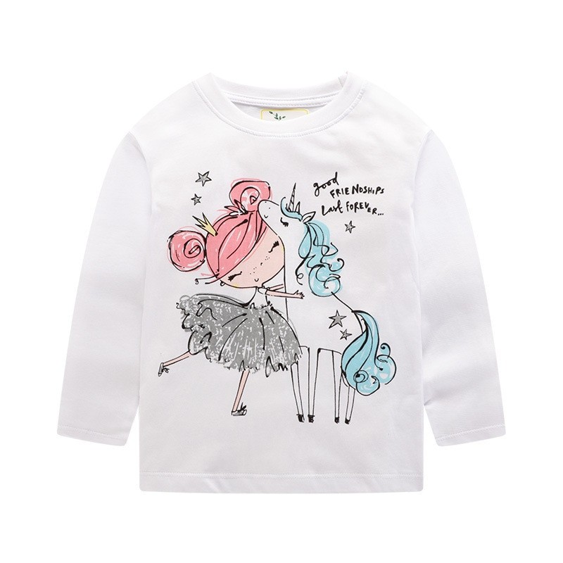 Unicorn Patterned Girl's 100% Cotton Long Sleeve Shirt